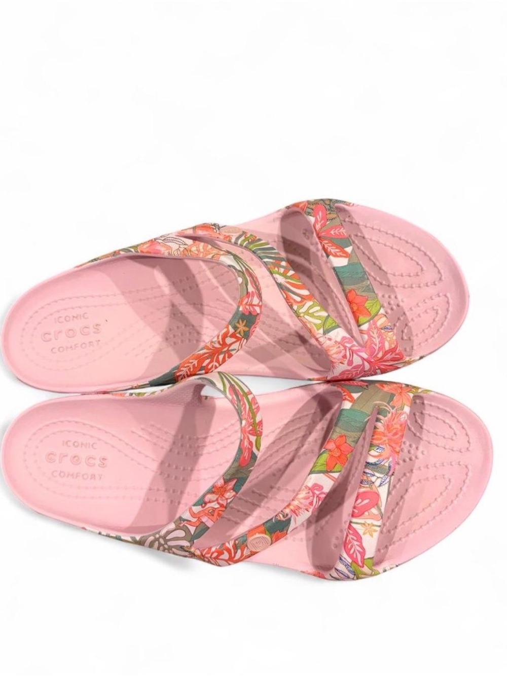 CROCS Kadee II Women’s 7 Tropical Pink Sandals Floral Beach Pool - Picture 2 of 3